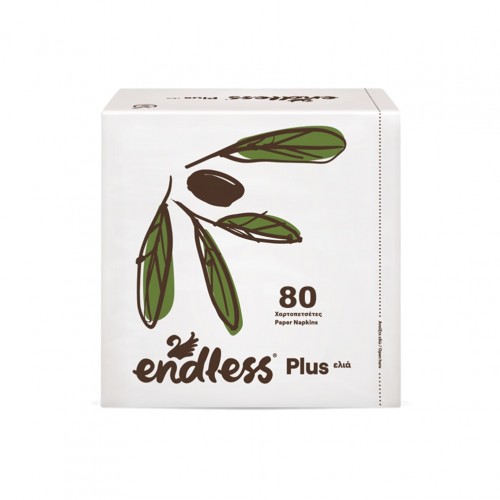 Πακέτο 80 Χαρτοπετσέτες Plus 30x30 σχέδιο ελιά ENDLESS - Σετ 4 c451447