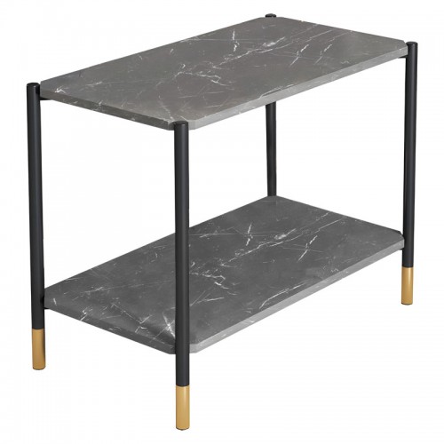 Τραπέζι σαλονιού Mara MDF ανθρακί μαρμάρου-μαύρο 80x40x55cm c452556