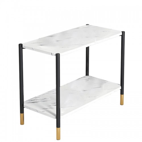 Τραπέζι σαλονιού Mara MDF λευκό μαρμάρου-μαύρο 80x40x55cm c452558