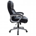 Καρέκλα γραφείου διευθυντή Lockie pakoworld με PU μαύρο-ύφασμα γκρι c455203