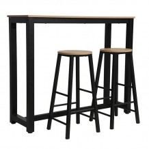 Σετ τραπέζι μπαρ Marle pakoworld 3τμχ sonoma μαύρο πόδι 120x40x100εκ c455306 Σετ τραπέζι μπαρ Marle pakoworld 3τμχ sonoma μαύρο πόδι 120x40x100εκ c455306