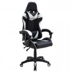 Καρέκλα γραφείου gaming Leoni pakoworld PU μαύρο λευκό c455379