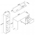 Γραφείο με βιβλιοθήκη Goldie pakoworld ανθρακί-φυσικό 160x50x161 8εκ c455888