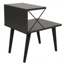 Βοηθητικό τραπέζι-κομοδίνο Gather pakoworld ανθρακί-καρυδί 50x40x55εκ c456535
