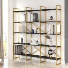 Βιβλιοθήκη Dodici μαύρο χρυσό 170x30x175cm c457521 Βιβλιοθήκη Dodici μαύρο χρυσό 170x30x175cm c457521