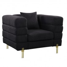 MORRIS Πολυθρόνα Σαλονιού - Καθιστικού Ύφασμα Teddy Μαύρο c457596