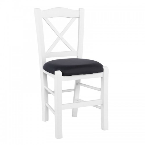 METRO Καρέκλα Οξιά Βαφή Εμποτισμού Άσπρο Κάθισμα Pu Μαύρο c457600