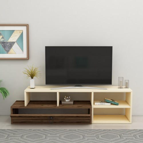 Έπιπλο tv Dora καρυδί μπεζ χρώμα μελαμίνη 120x57 1x38cm c457756
