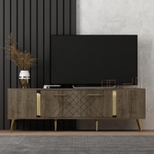 Έπιπλο tv Dita καρυδί χρυσό χρώμα μελαμίνη 150x35x48 2cm c457760 Έπιπλο tv Dita καρυδί χρυσό χρώμα μελαμίνη 150x35x48 2cm c457760
