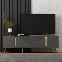 Έπιπλο tv Dita ανθρακί χρυσό χρώμα μελαμίνη 150x35x48 2cm c457761 Έπιπλο tv Dita ανθρακί χρυσό χρώμα μελαμίνη 150x35x48 2cm c457761