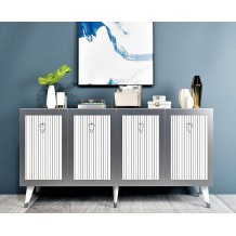 Μπουφές Barto λευκό ασημί μελαμίνη 150x80x40cm c457877 Μπουφές Barto λευκό ασημί μελαμίνη 150x80x40cm c457877