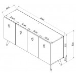 Μπουφές Barto λευκό χρυσό μελαμίνη 150x80x40cm c457878