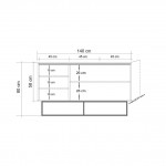 Μπουφές Quattro atlantic pine μαύρο καφέ χρώμα μελαμίνη 140x80x40cm c457882