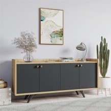 Μπουφέ Piranha μελαμίνη oak ανθρακί 150x40x75cm c458141 Μπουφέ Piranha μελαμίνη oak ανθρακί 150x40x75cm c458141
