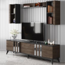 Έπιπλο tv Tricolore ανθρακί καρυδί χρώμα μελαμίνη 180x30x47cm c458241 Έπιπλο tv Tricolore ανθρακί καρυδί χρώμα μελαμίνη 180x30x47cm c458241