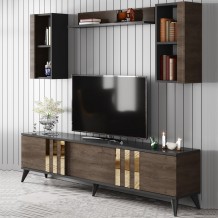 Έπιπλο tv Tricolore ανθρακί καρυδί χρώμα μελαμίνη 180x30x47cm c458242 Έπιπλο tv Tricolore ανθρακί καρυδί χρώμα μελαμίνη 180x30x47cm c458242