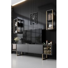 Έπιπλο tv Tricolore μαύρο ανθρακί χρώμα μελαμίνη 180x30x48cm c458253 Έπιπλο tv Tricolore μαύρο ανθρακί χρώμα μελαμίνη 180x30x48cm c458253