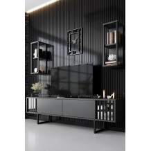 Έπιπλο tv Tricolore μαύρο ανθρακί χρώμα μελαμίνη 180x30x48cm c458254 Έπιπλο tv Tricolore μαύρο ανθρακί χρώμα μελαμίνη 180x30x48cm c458254