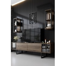 Έπιπλο tv Tricolore μαύρο καρυδί χρώμα μελαμίνη 180x30x48cm c458255 Έπιπλο tv Tricolore μαύρο καρυδί χρώμα μελαμίνη 180x30x48cm c458255