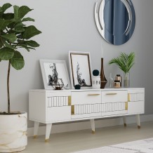 Έπιπλο tv Moda λευκό χρυσό χρώμα μελαμίνη 150x35x53 2cm c458263 Έπιπλο tv Moda λευκό χρυσό χρώμα μελαμίνη 150x35x53 2cm c458263