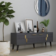 Έπιπλο tv Moda ανθρακί χρυσό χρώμα μελαμίνη 150x35x53 2cm c458269 Έπιπλο tv Moda ανθρακί χρυσό χρώμα μελαμίνη 150x35x53 2cm c458269