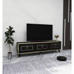 Έπιπλο tv Sonia μαύρο χρυσό χρώμα μελαμίνη 150x44 6x29 6cm c458276