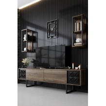 Έπιπλο tv Bicolore μαύρο καρυδί χρώμα μελαμίνη 180x30x48cm c458282 Έπιπλο tv Bicolore μαύρο καρυδί χρώμα μελαμίνη 180x30x48cm c458282