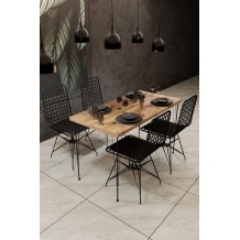 Σετ τραπεζαρία Nice 5τεμ oak μαύρο χρώμα μελαμίνη 120x60x75cm c458284 Σετ τραπεζαρία Nice 5τεμ oak μαύρο χρώμα μελαμίνη 120x60x75cm c458284