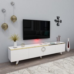 Έπιπλο tv Asti λευκό χρυσό χρώμα μελαμίνη 180x31 4x30cm c458308