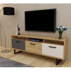 Έπιπλο tv Lida λευκό oak ανθρακί χρώμα μελαμίνη 150x29 6x40cm c458309