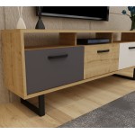 Έπιπλο tv Lida λευκό oak ανθρακί χρώμα μελαμίνη 150x29 6x40cm c458309