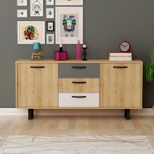 Μπουφέ Lida λευκό oak ανθρακί χρώμα μελαμίνη 160x42 3x75cm c458313 Μπουφέ Lida λευκό oak ανθρακί χρώμα μελαμίνη 160x42 3x75cm c458313