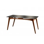 Τραπέζι Olio καρυδί χρώμα ξύλο γυαλί 160x80x75cm c458331