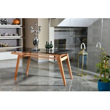 Τραπέζι Sole oak χρώμα ξύλο γυαλί 160x80x75cm c458332 Τραπέζι Sole oak χρώμα ξύλο γυαλί 160x80x75cm c458332