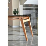 Τραπέζι Sole oak χρώμα ξύλο γυαλί 160x80x75cm c458332