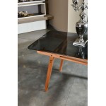 Τραπέζι Sole oak χρώμα ξύλο γυαλί 160x80x75cm c458332