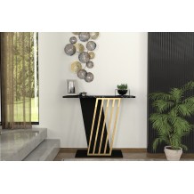 Κονσόλα Allou μαύρο χρυσό χρώμα μοριοσανίδα 90x29 6x76 8cm c458335 Κονσόλα Allou μαύρο χρυσό χρώμα μοριοσανίδα 90x29 6x76 8cm c458335