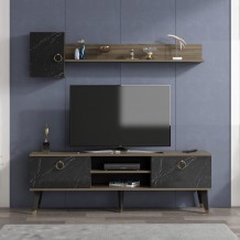 Έπιπλο tv Alpha μαύρο καρυδί χρώμα μελαμίνη 150x50x35cm c458340 Έπιπλο tv Alpha μαύρο καρυδί χρώμα μελαμίνη 150x50x35cm c458340