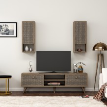 Έπιπλο tv Beta μαύρο ανθρακί χρώμα μελαμίνη 150x45x35cm c458341 Έπιπλο tv Beta μαύρο ανθρακί χρώμα μελαμίνη 150x45x35cm c458341