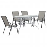 Τραπεζαρία κήπου Valor-Calan σετ 5τεμ pakoworld μέταλλο-textilene γκρι 110x60x70εκ c458545