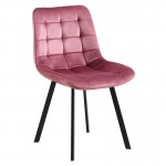 MYRIAM Καρέκλα Τραπεζαρίας Μέταλλο Βαφή Μαύρο Ύφασμα Velure Απόχρωση Dirty Pink SET 6τμχ c459038