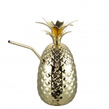 Επίχρυσο κύπελλο ανανά INOX 18 10 0 55mm φ9 3x20cm με καλαμάκι c459152