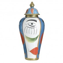 INART ΒΑΖΟ ΜΕ ΚΑΠΑΚΙ ΚΕΡΑΜΙΚΟ MULTICOLOR Φ28Χ66 c459447