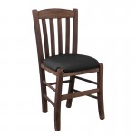 CASA Καρέκλα Οξιά Βαφή Εμποτισμού Καρυδί Κάθισμα Pu Μαύρο c459515