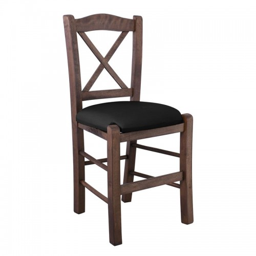 METRO Καρέκλα Οξιά Βαφή Εμποτισμού Καρυδί Κάθισμα Pu Μαύρο c459516