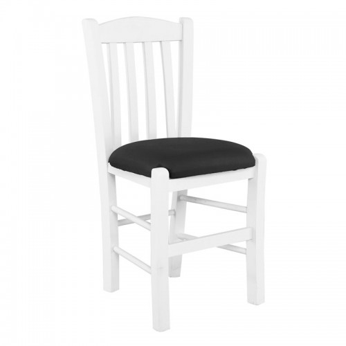 CASA Καρέκλα Οξιά Βαφή Εμποτισμού Άσπρο Κάθισμα Pu Μαύρο c459519