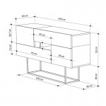 Μπουφές Roberta pakoworld μόκα-λευκό μαρμάρου 145x40x82εκ c459595