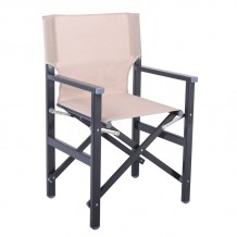 Σκηνοθέτη Πολυθρόνα Αλουμίνιο Ανθρακί 1 2mm Textilene Μπεζ Μονοκόμματο Πτυσσόμενη SET 4τμχ c459997