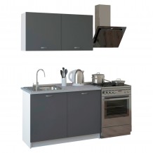 ΣΥΝΘΕΣΗ ΚΟΥΖΙΝΑΣ BLAINE ΜΕΛΑΜΙΝΗ ΓΚΡΙ ΜΕ ΠΑΓΚΟ ΛΕΥΚΟ HM2439 10 120x46-29 2εκ c460196