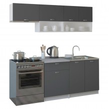 ΣΥΝΘΕΣΗ ΚΟΥΖΙΝΑΣ RODNEY ΜΕΛΑΜΙΝΗ ΓΚΡΙ ΜΕ ΠΑΓΚΟ ΛΕΥΚΟ HM2442 10 200x46-29 2εκ c460198